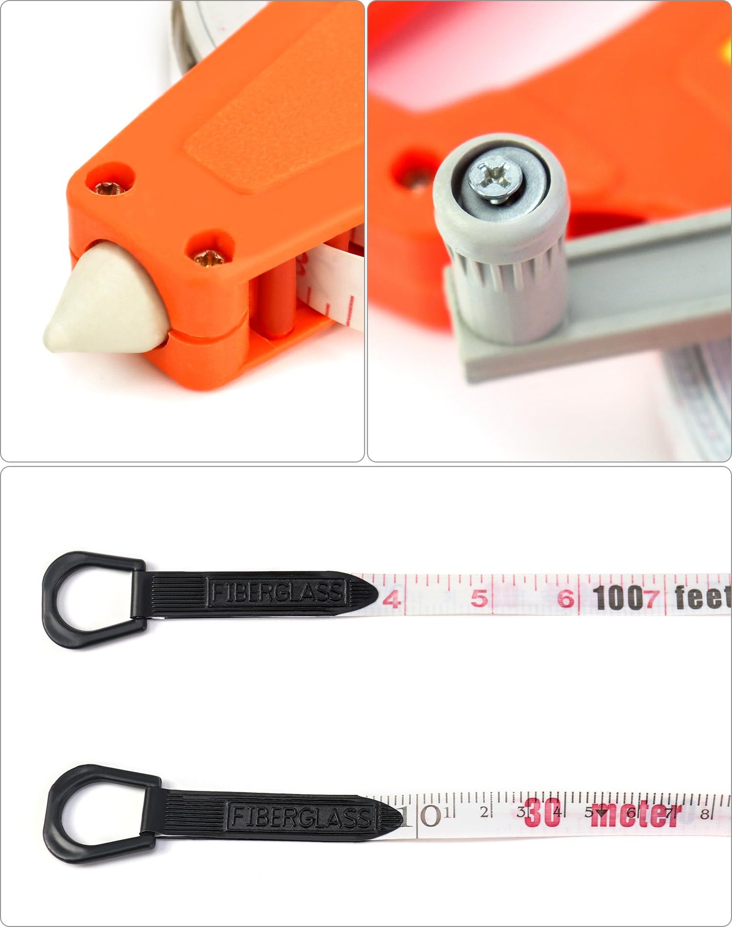 QWORK Tape Measure, 1/2" x 330' Open Reel Dual Sided Fiberglass Tape Measure for Engineer, Yard and Field, Measuring Tape