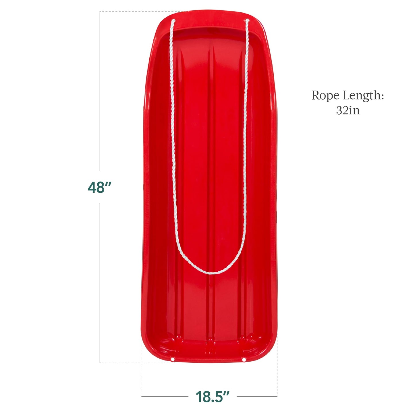 Best Choice Products 48in Kids Plastic Toboggan Snow Sled w/Pull Rope - Red