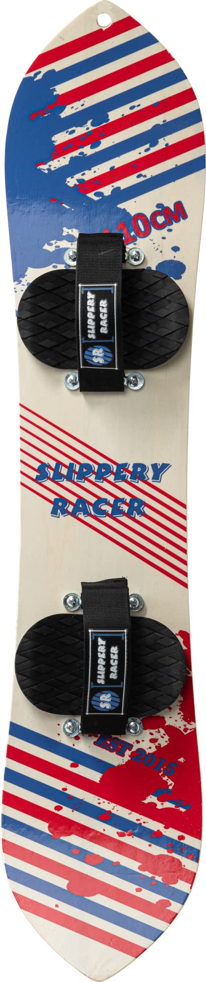 Slippery Racer Kids Hardwood Snowboard with Velcro Binding in Various Sizes (110 CM-Red/Blue)