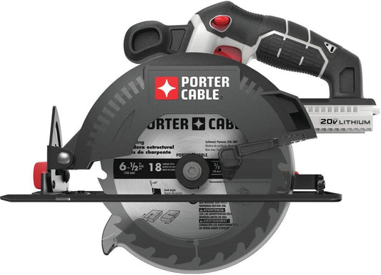 PORTER-CABLE 20V MAX* 6-1/2-Inch Cordless Circular Saw, Tool Only (PCC660B)