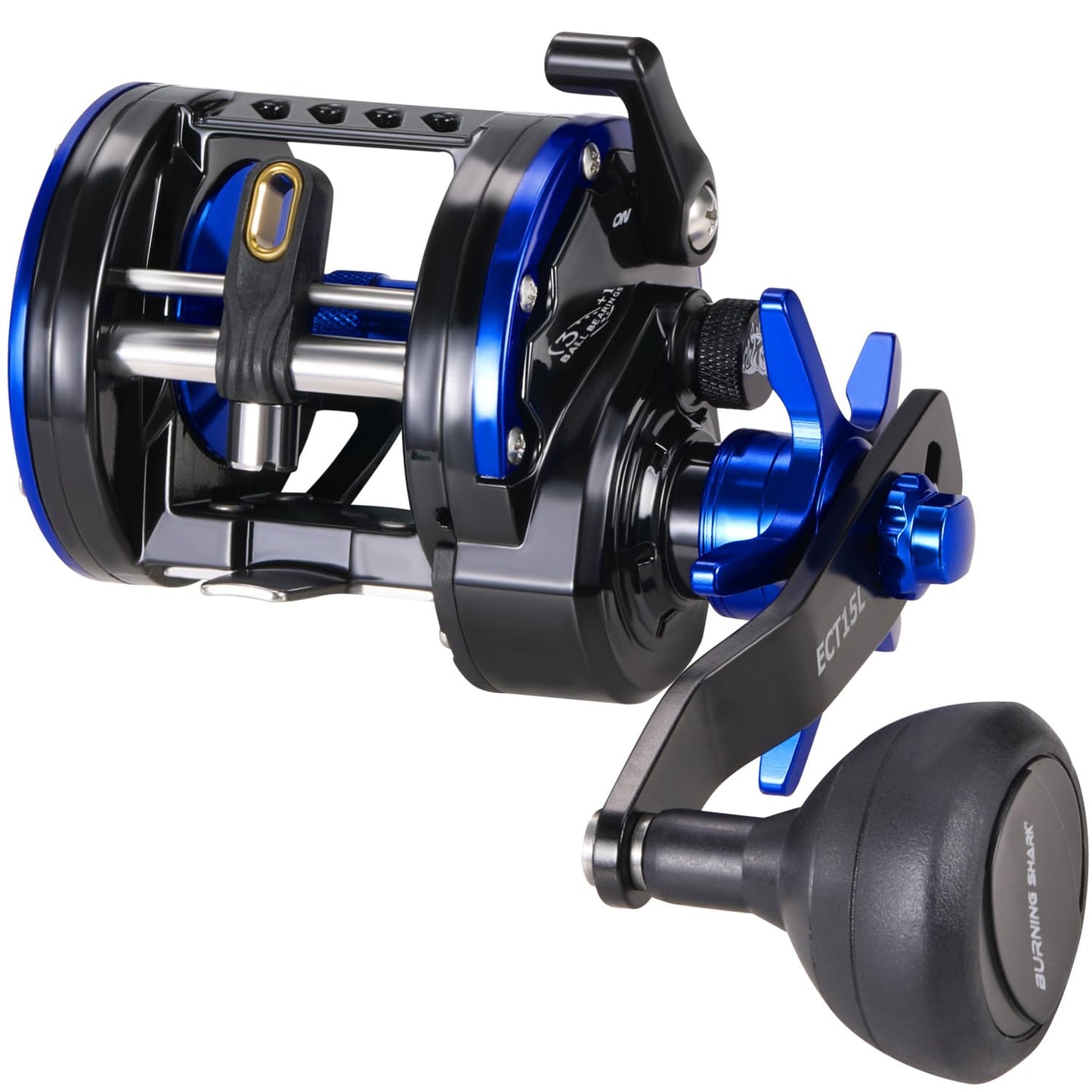 Baitcasting Fishing Reel, Smooth Powerful Round Baitcaster Reel, Saltwater Inshore Surf Trolling Reel, Conventional Reel for Catfish, Musky, Bass, Pike