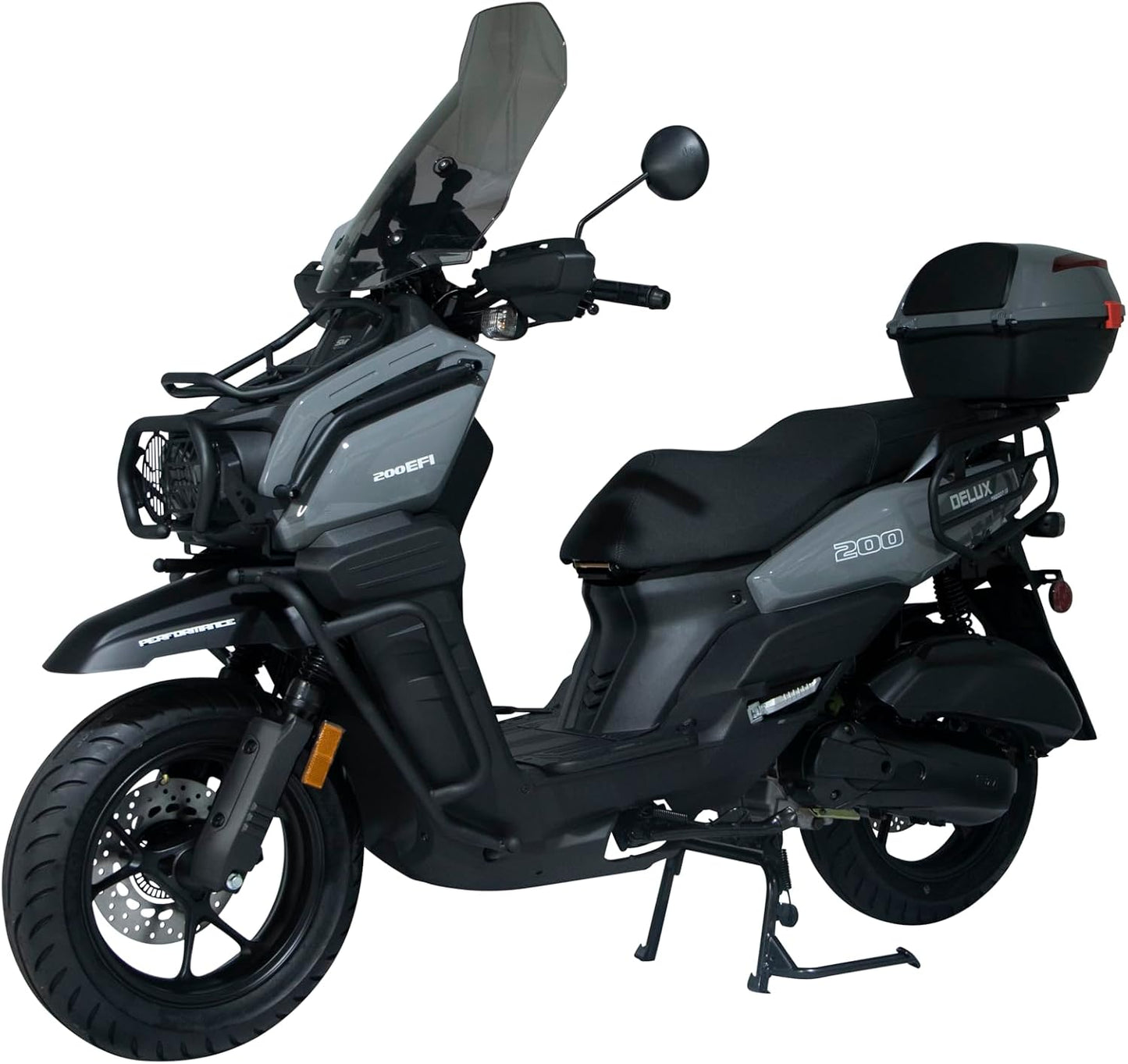 HHH Tank Supreme 200cc Scooter Motorcycle with Windshield Big Wheels EFI Scooter Vitacci Tank 200 Moped Fully Automatic Bike with Matching Rear Trunk