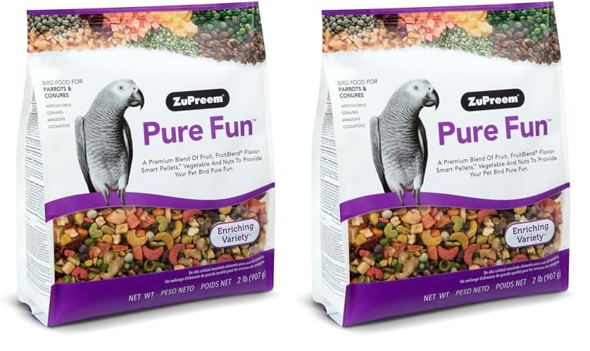 ZuPreem Smart Selects Bird Food, Daily Nutrition for Parrots, Conures, Caiques, African Greys, Eclectus, Small Cockatoos, Bird Feed Pellets & Seed Blend, Parrot Food, (Medium/Large, 4 lb bag)