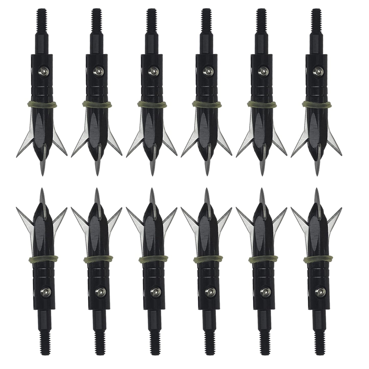 12pcs Hunting Broadheads 100 Grain Archery Broadheads New Stell Broadheads + 1 pcs Black Broadhead Case for Arrowheads