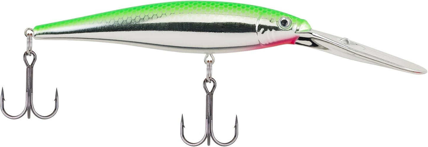 Berkley Flicker Minnow Fishing Lure, Lime Chrome, 1/2 oz, 4 1/2in | 11cm Crankbaits, Realistic Minnow Profile, Sharp Dive Curve Gets to Fish Quickly, Equipped with Fusion19 Hook
