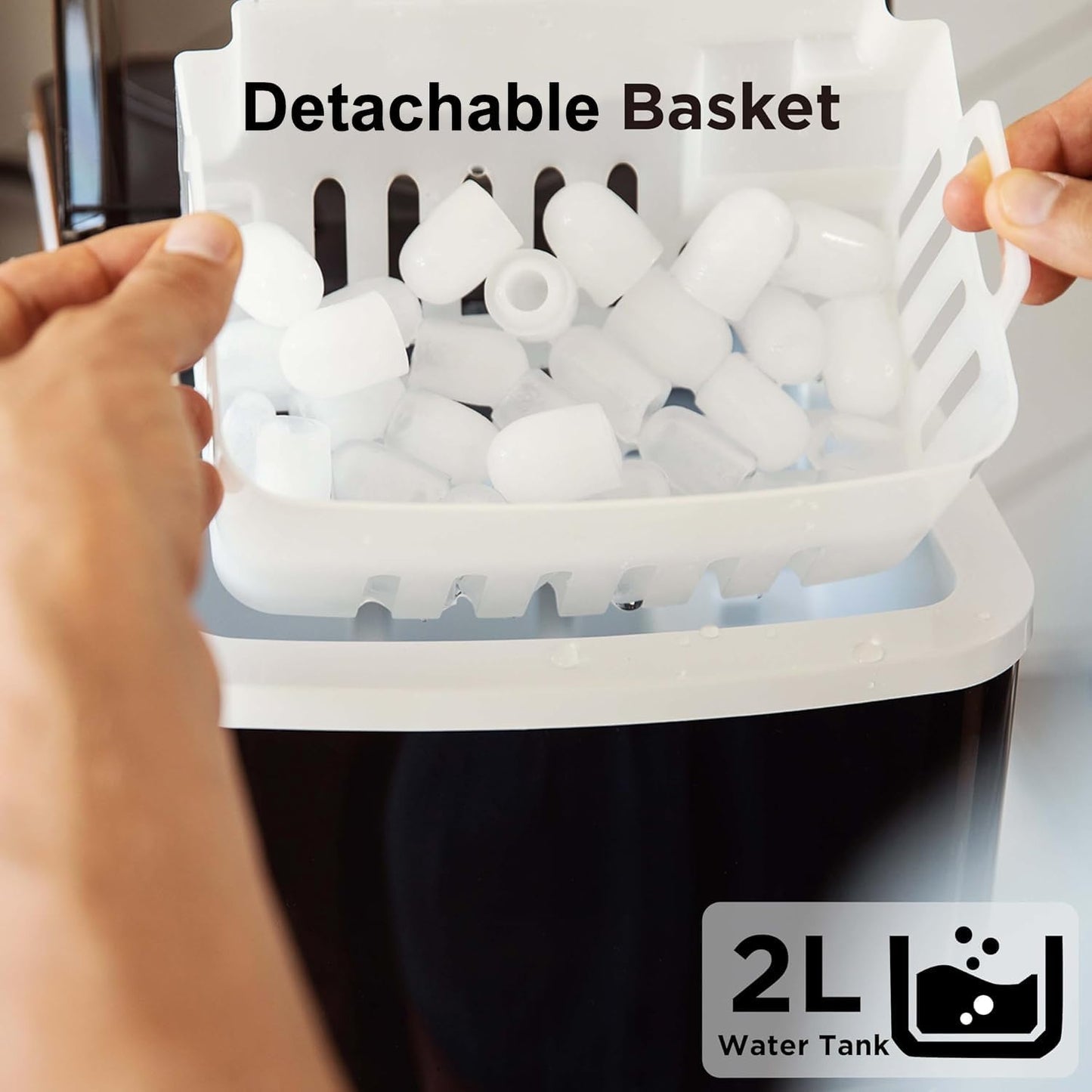 Silonn Ice Maker Countertop, 9 Cubes Ready in 6 Mins, 26lbs in 24Hrs, Self-Cleaning Ice Machine with Ice Scoop and Basket, 2 Sizes of Bullet Ice for Home Kitchen Office Bar Party