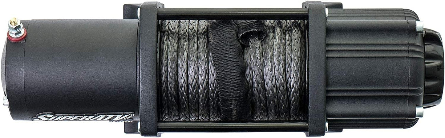 SuperATV 4500 lb Winch For UTV/ATV | Complete Black Ops Winch Kit | Waterproof Seals And Solenoid | 1.3 HP Motor | 166:1 Gear Ratio