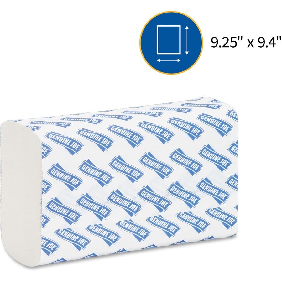 Genuine Joe Multifold Hand Towels, 9.5" x 9.10", 1-Ply, White, 250/Pack, 16 Count
