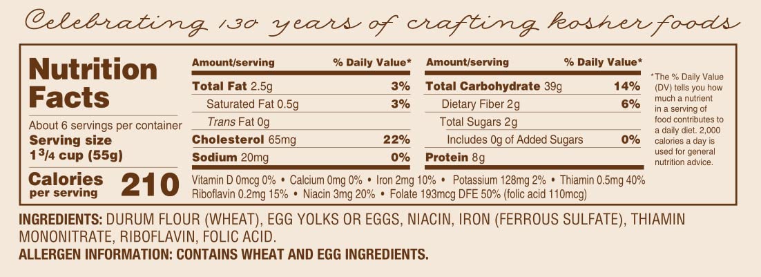 Manischewitz Premium Enriched Fine Egg Noodles 12oz (4 Pack) Great in Soups & Stews