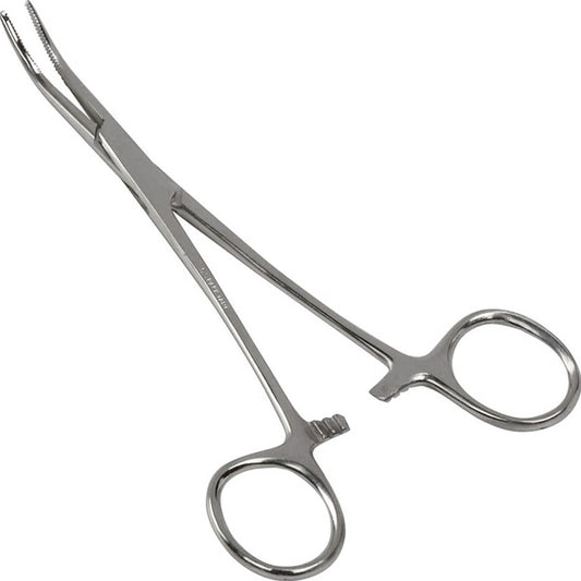DEXSUR Precision Kelly Hemostat Forceps Locking Tweezers Clamp, Silver, 5.5 Inches, Curved Stainless Steel