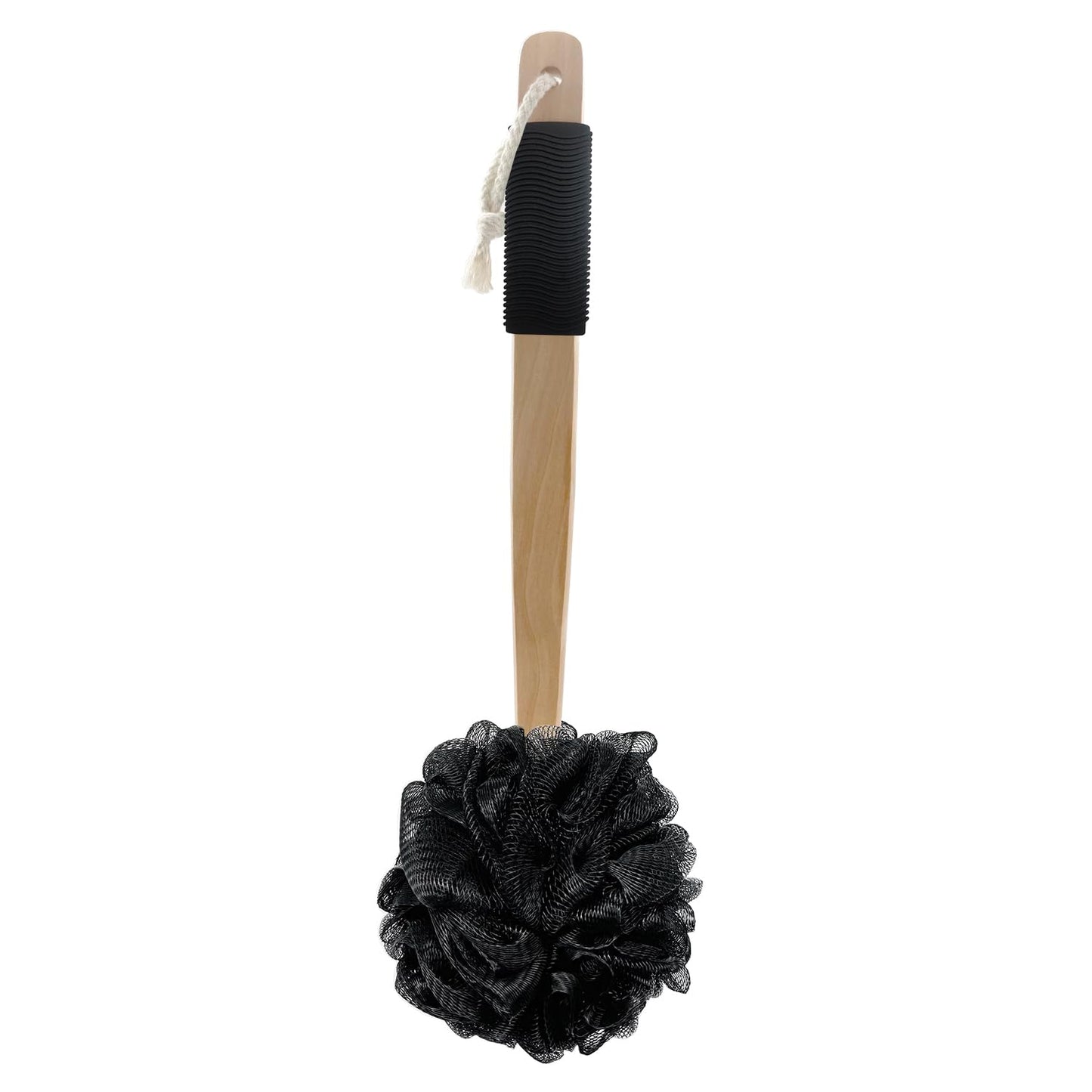 Amazon Basics Exfoliating Loofah Brush, Body Scrubber with Rubber Handle for Shower, Bath Sponge