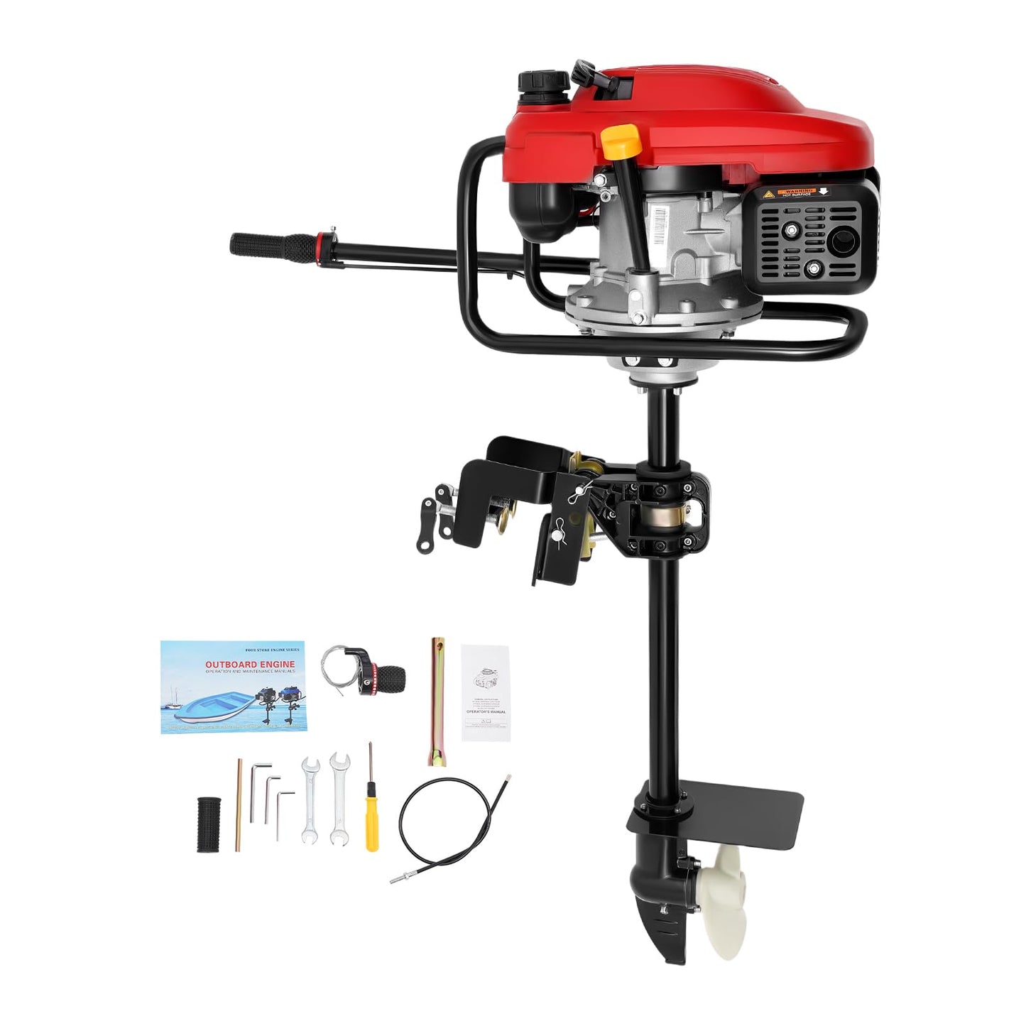DAERNA 4 Stroke 7.5 HP Outboard Motor, Heavy Duty Fishing Boat Motor with Air Cooling System, 200cc Single Cylinder Gas Boat Engine