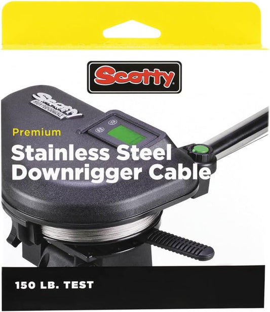 Scotty #1000K Premium Stainless Steel Replacement Downrigger Cable with Kit (200 Feet),BLACK,Small