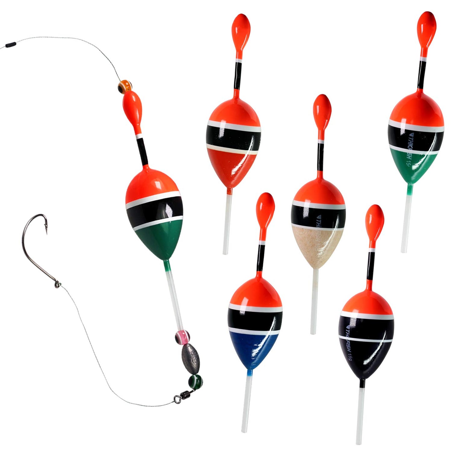 THKFISH Fishing Floats Bobbers Slide Floats Balsa Fishing Bobber Slip Bobbers for Crappie Panfish Trout Bass (1/2oz 2"x5.28") (1/6 1.6"x4.8") 5Pcs