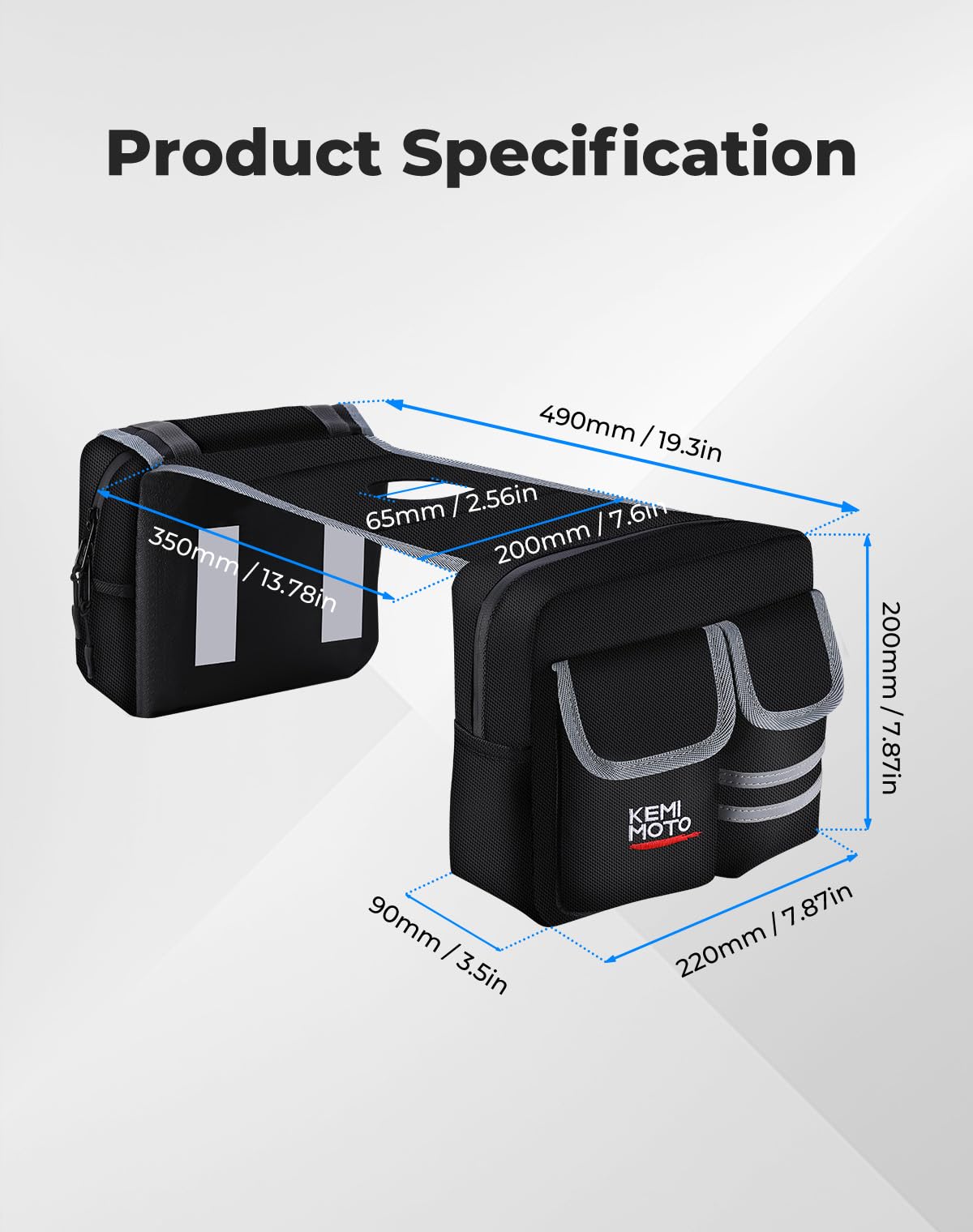 KEMIMOTO ATV Tank Bag Water-resistant Cooler All Terrain Vehicles Accessories Motorcycle Saddle Bag Compatible with Most ATVs and Snowmobiles Bicycles