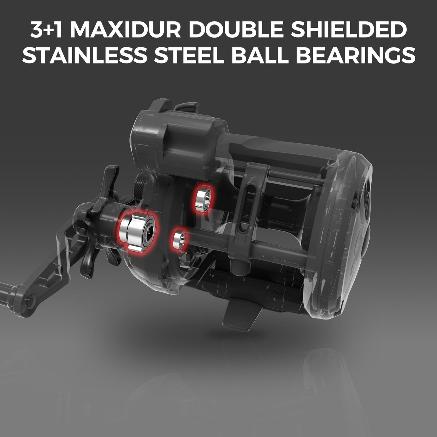 KastKing ReKon Round Baitcasting Fishing Reel, Saltwater Inshore Surf Trolling Reel, Up to 30LBS Powerful Max Drag, Conventional Reel for Catfish, Musky, Bass, Durable Graphite Frame for Saltwater