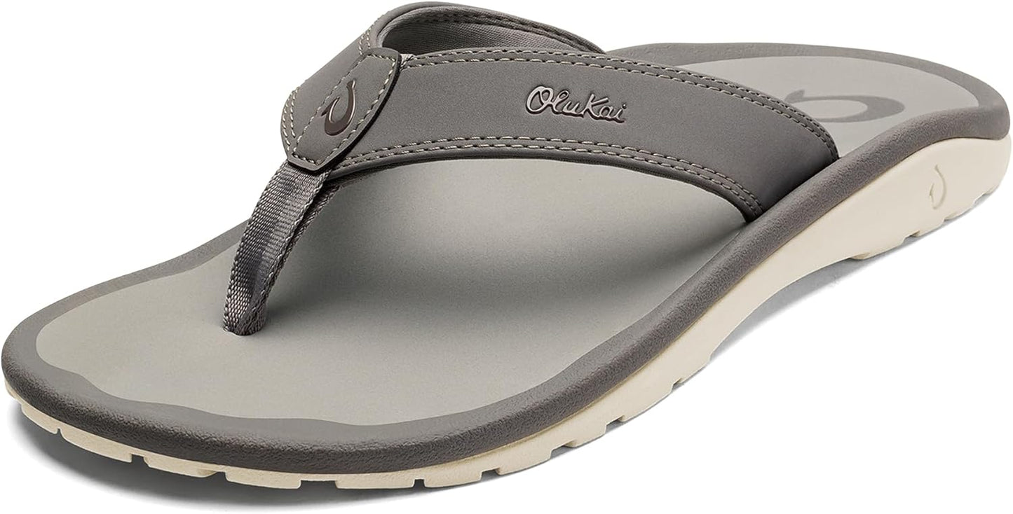 OLUKAI Ohana Men's Beach Sandals, Water Resistant Flip Flops, Arch Support & Comfort Fit, Lightweight & Durable, Enhanced Grip & Traction