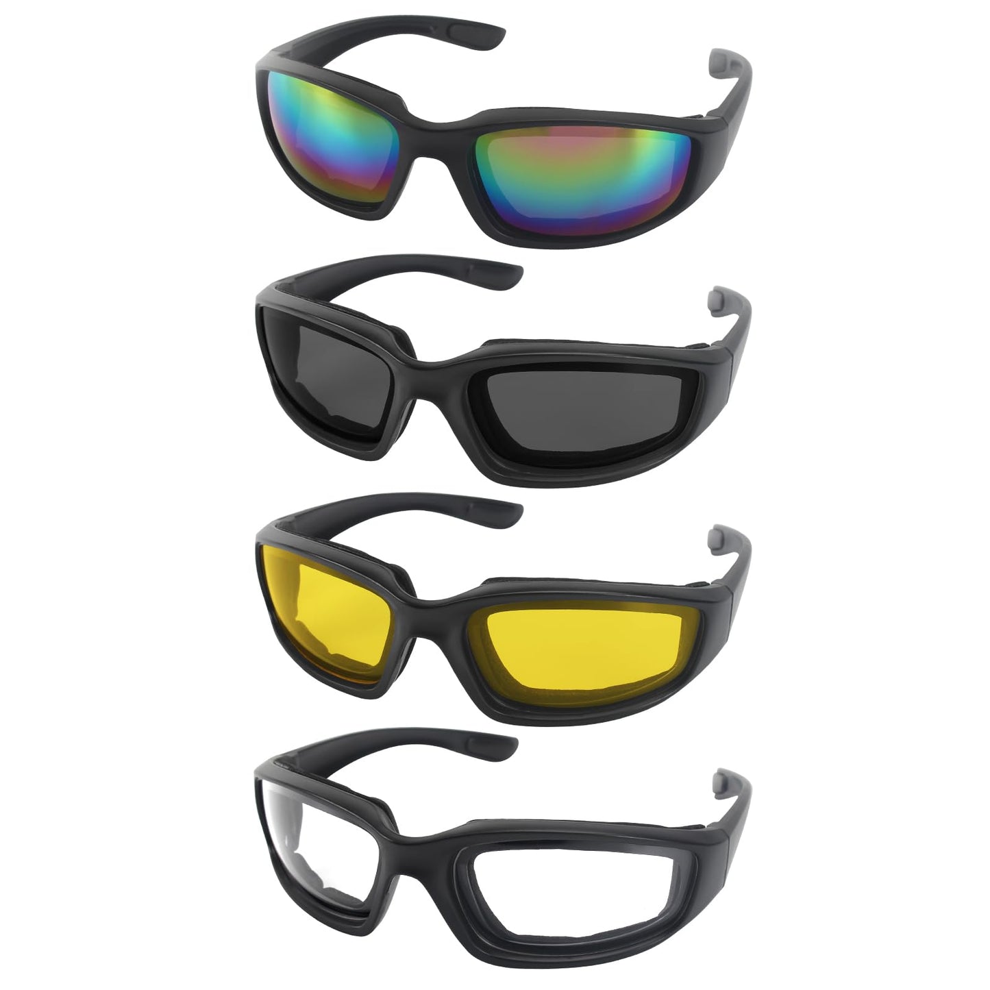 3 Pair Motorcycle Riding Glasses Padding Goggles UV Protection Dustproof Windproof Motorcycle Sunglasses for Outdoor Actives