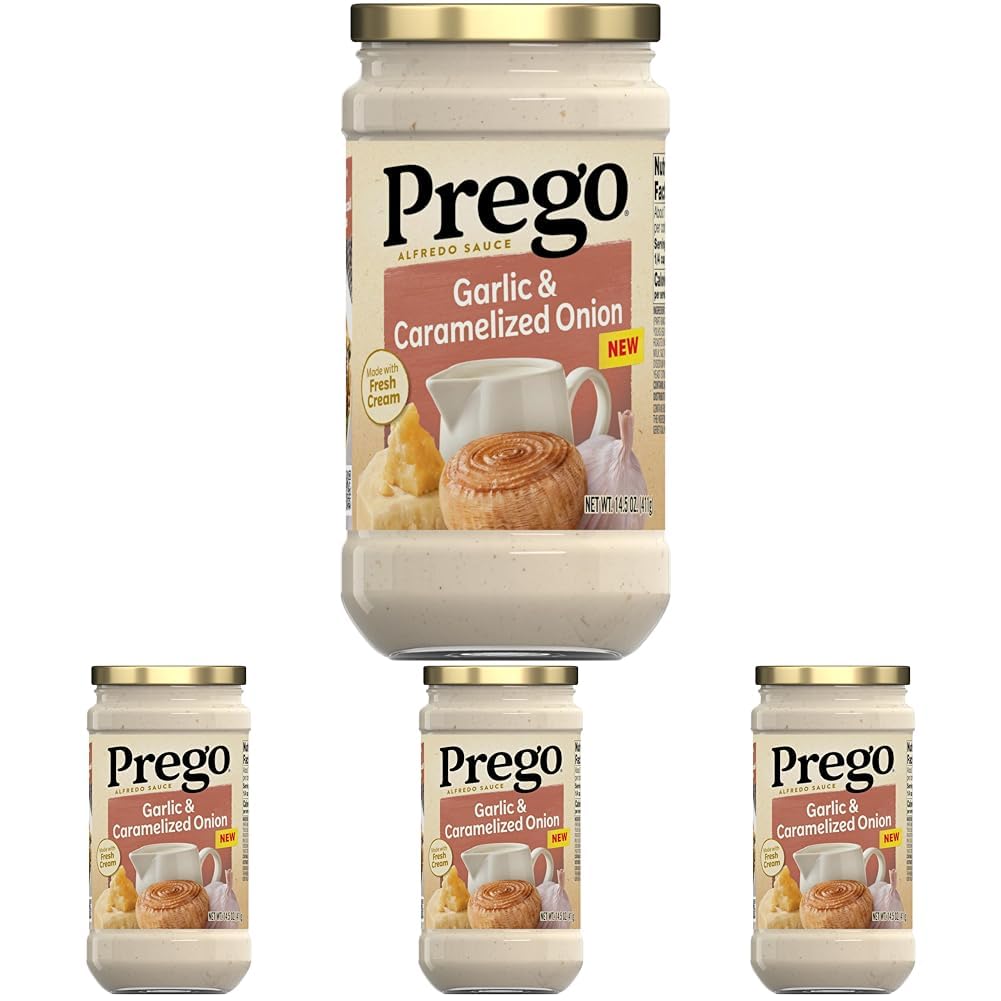 Prego Alfredo Pasta Sauce with Roasted Garlic and Parmesan Cheese, 14.5 oz Jar