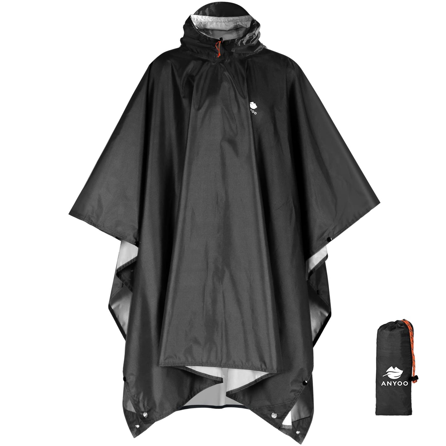 ANYOO Hooded Rain Poncho for Adults Waterproof Lightweight Rain Coat for Men Women Reusable Rain Jacket for Emergency Outdoor