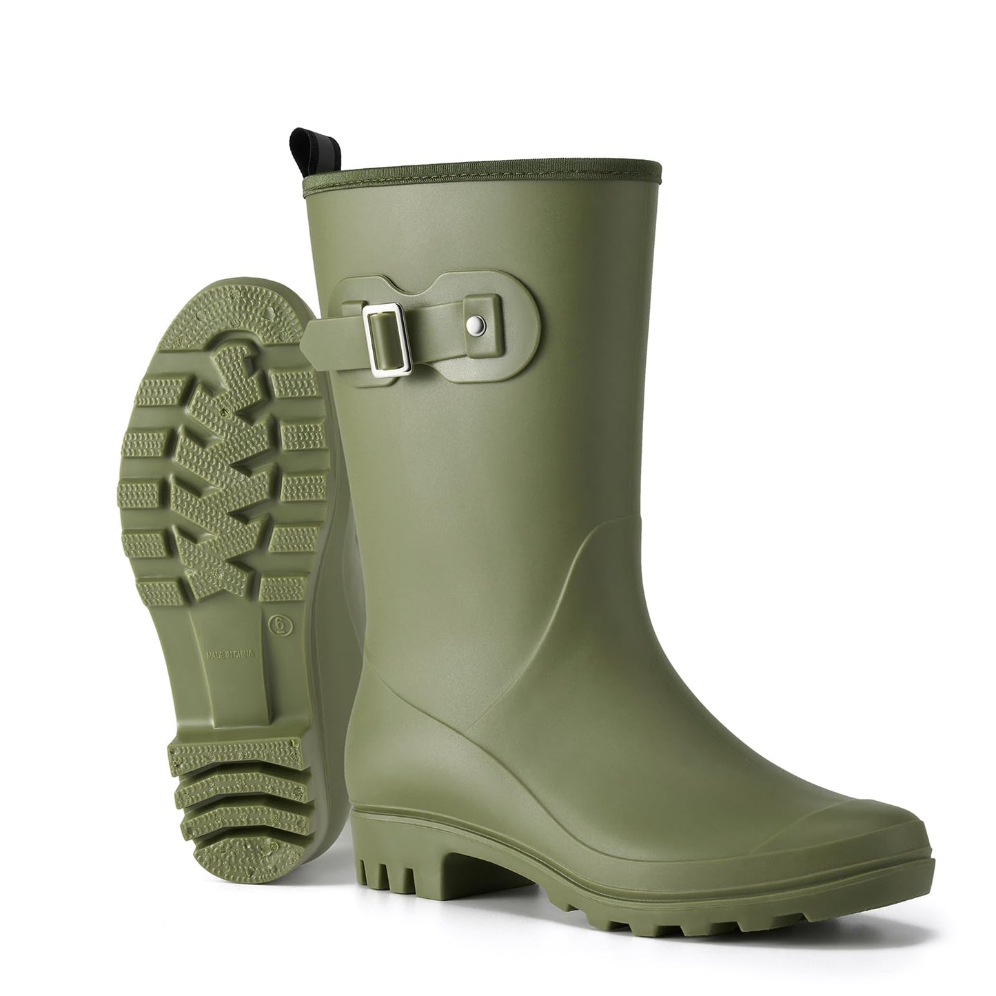 HISEA Women's Waterproof Rain Boots Wide Mid Calf Comfortable Rubber Shoes Lightweight Anti-slipping Rain Footwear for Outdoor Garden Farm Work