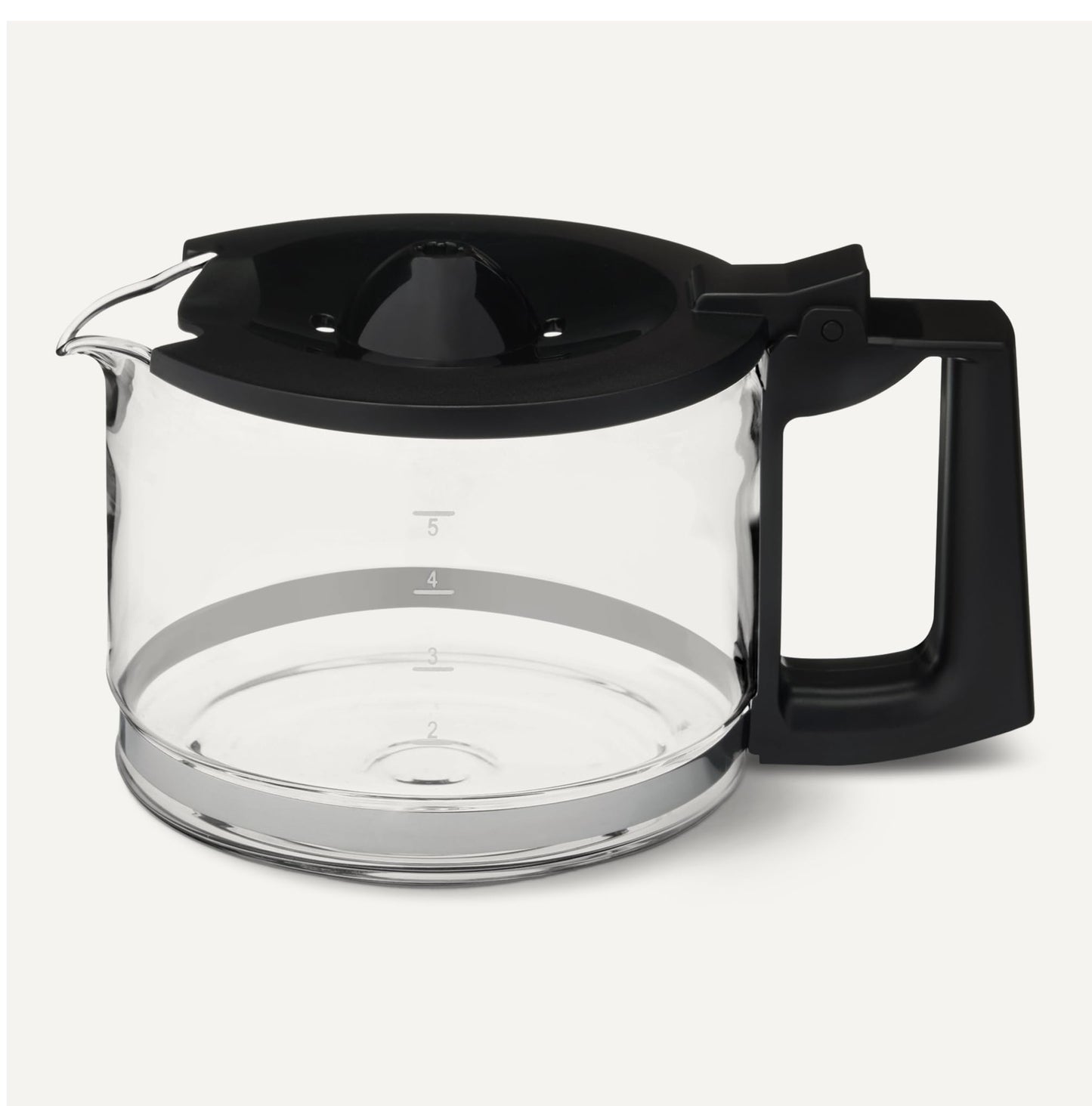 Amazon Basics 5-Cup Glass Replacement Carafe for Coffee Maker, Comfort-Grip Handle, Dripless Spout, Black