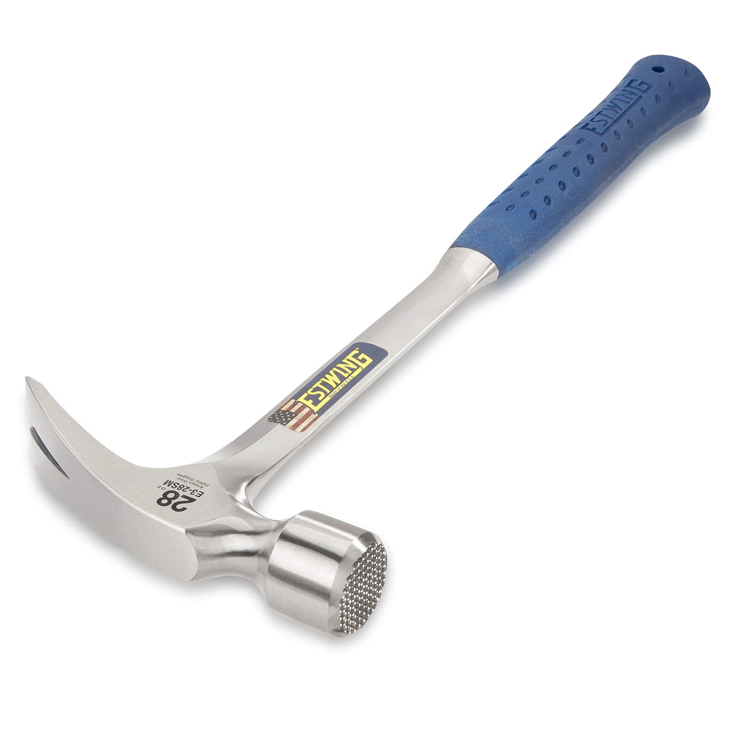 ESTWING Framing Hammer - 22 oz Long Handle Straight Rip Claw with Milled Face & Shock Reduction Grip - E3-22SM