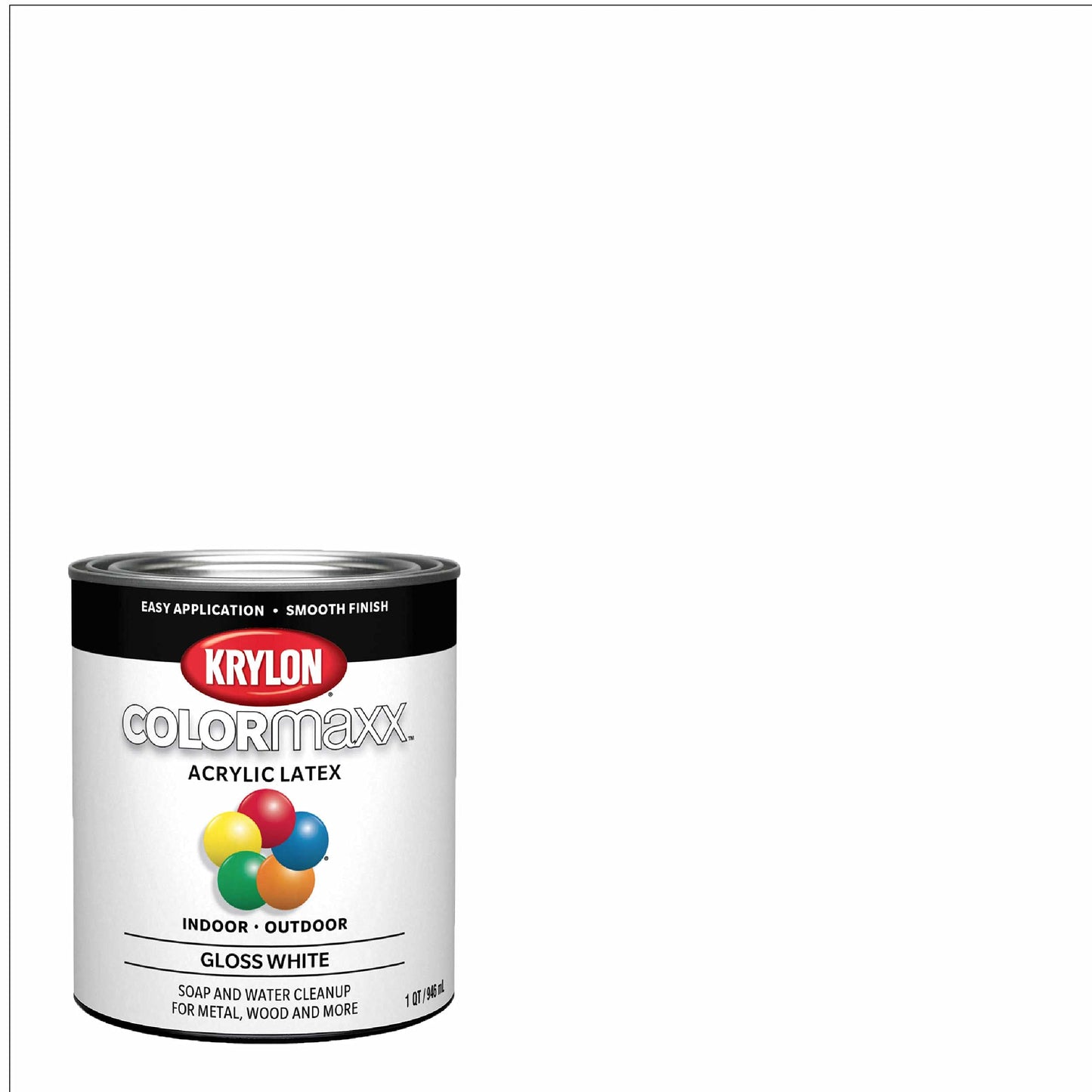 Krylon K05615007 COLORmaxx Acrylic Latex Brush On Paint for Indoor/Outdoor Use, ½ Pint, Satin White