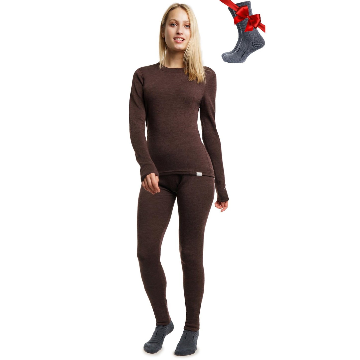 Merino.tech Merino Wool Base Layer Women Set - Heavyweight, Lite, Midweight Merino Thermal Underwear For Women Top, Bottom