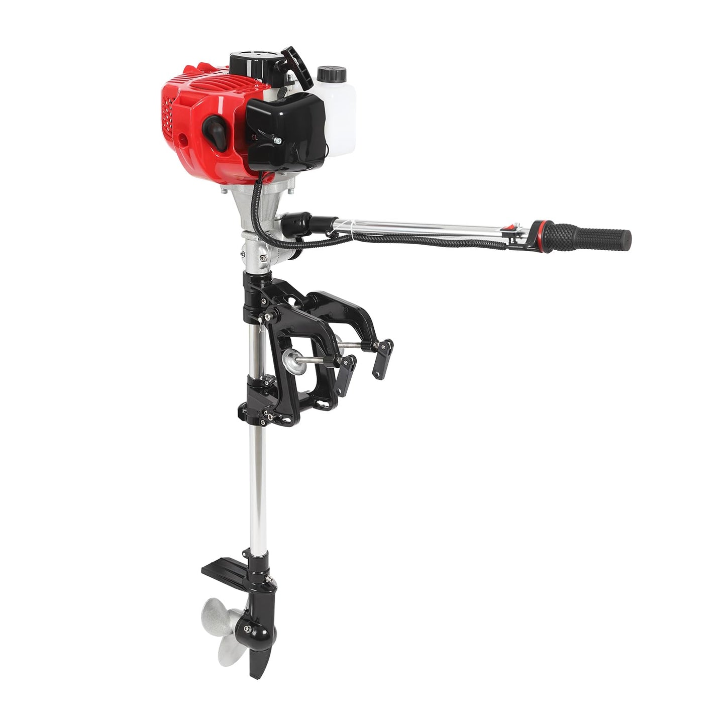 YUNLAIGOTOP Outboard Motor Boat Engine, 6HP 2-Stroke Superior Engine Outboard Motor with Air Cooling & CDI Ignition System, Heavy Duty Fishing Boat Engine for Inflatable Boat, Iron Boat, Plastic Boat
