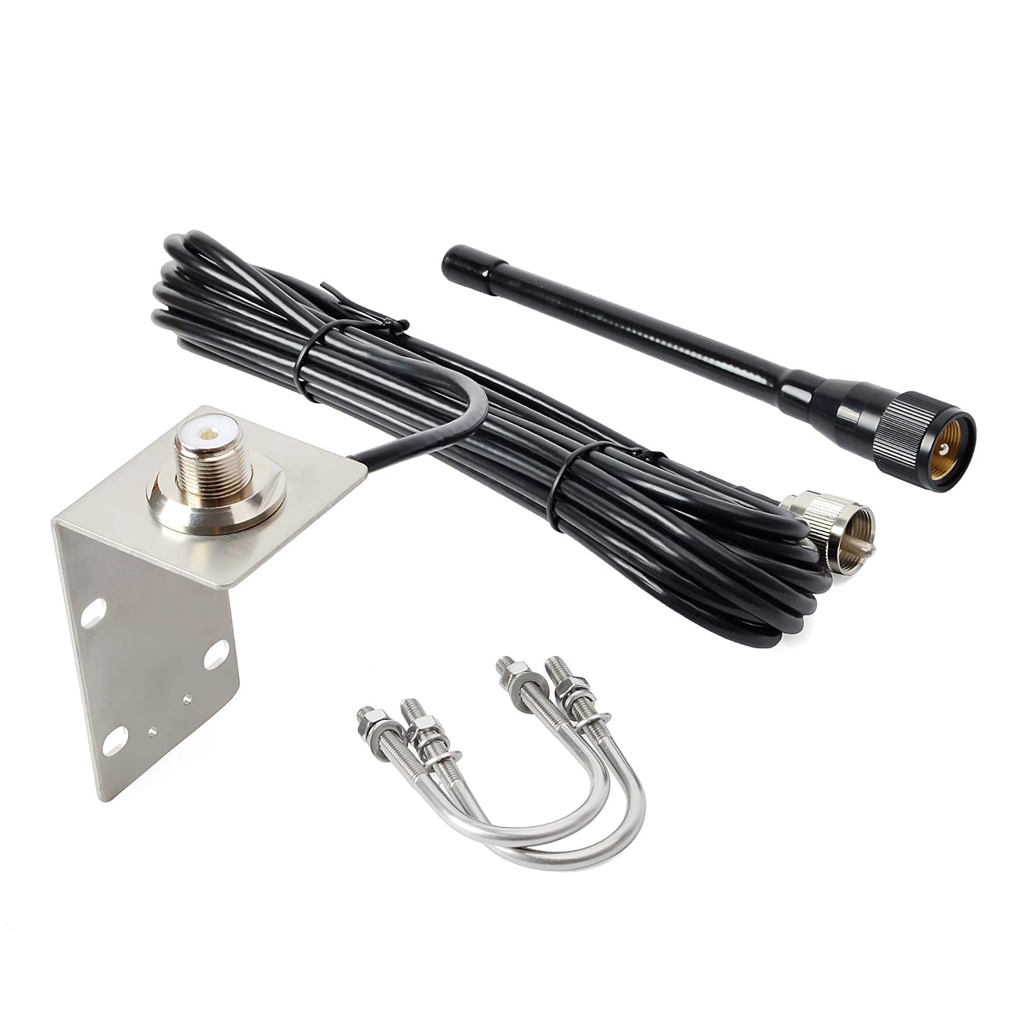 HYS VHF Marine Antenna Low-Profile 156-163MHz with 16.4ft(5m) RG58 Low Loss Premium Coaxial Cable with PL259