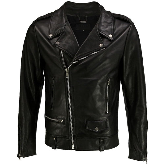 DECIMAL Men's Black Genuine Lambskin Leather Biker Jacket VINTAGE REAL BROWN MOTORCYCLE JACKETS FOR MEN