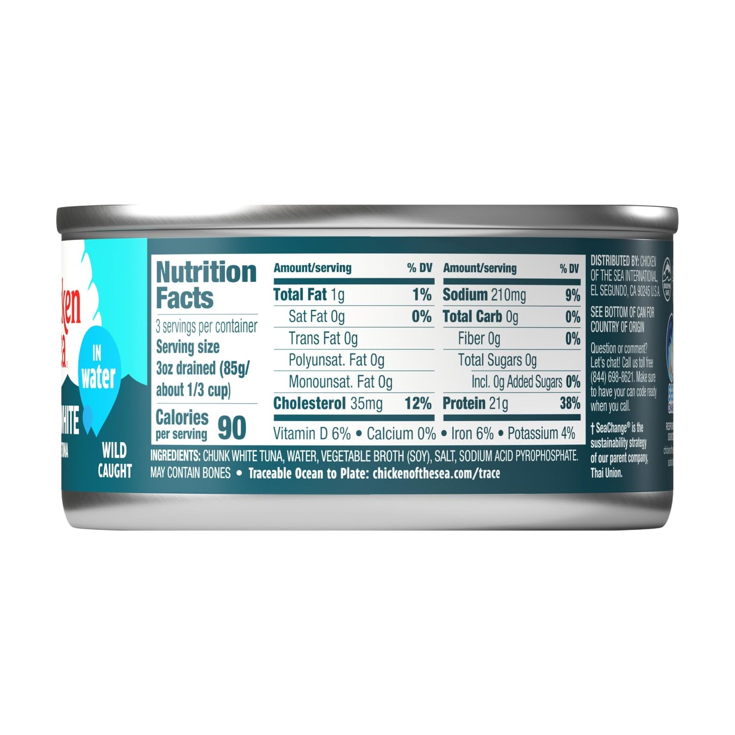 Chicken of the Sea Chunk White Albacore Tuna in Water, Wild Caught Canned Tuna, 12 oz. Can (Pack of 12)