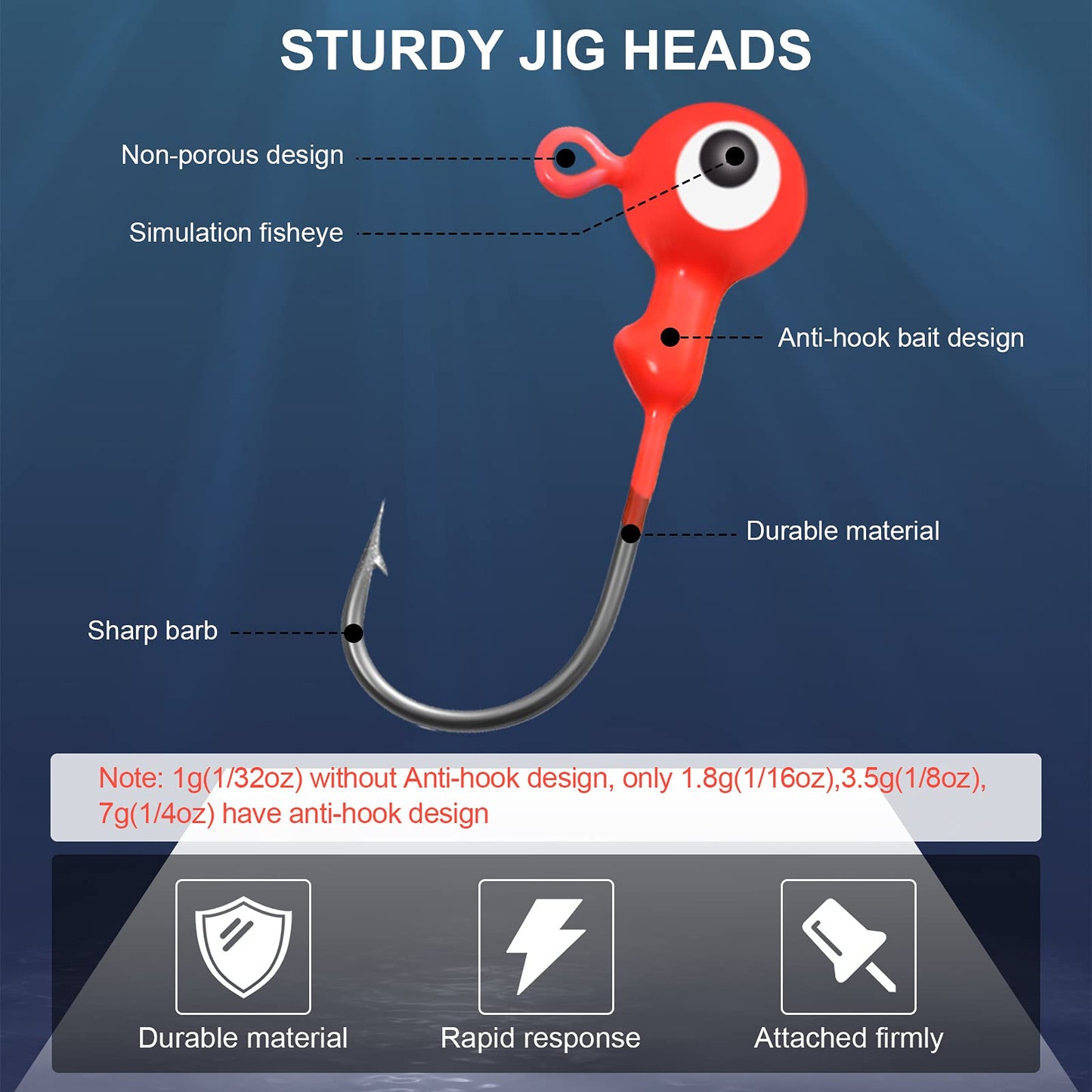 Skylety 60 Pcs Crappie Jig Heads for Fishing Lures Baits Hooks for Freshwater Saltwater Bass Trout