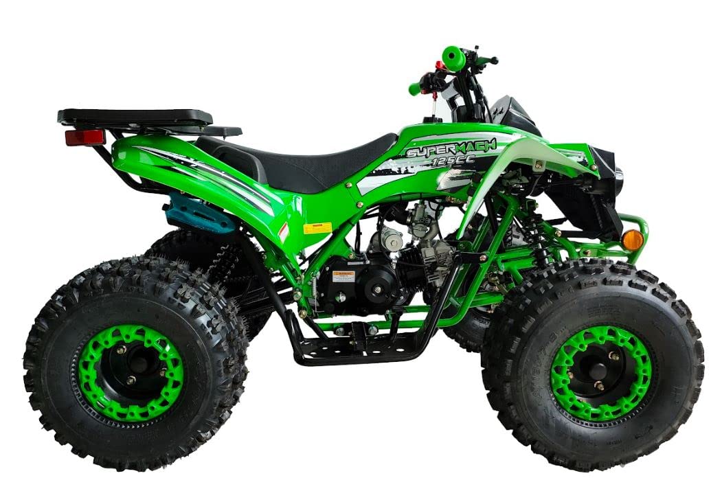 HHH ATV 125cc ATV Quad Youth Utility Style ATV 125cc ATV Fully Automatic with Reverse Gas ATV 4 Wheeler ATVs Quads Big 19/18 inch Tires (Orange)