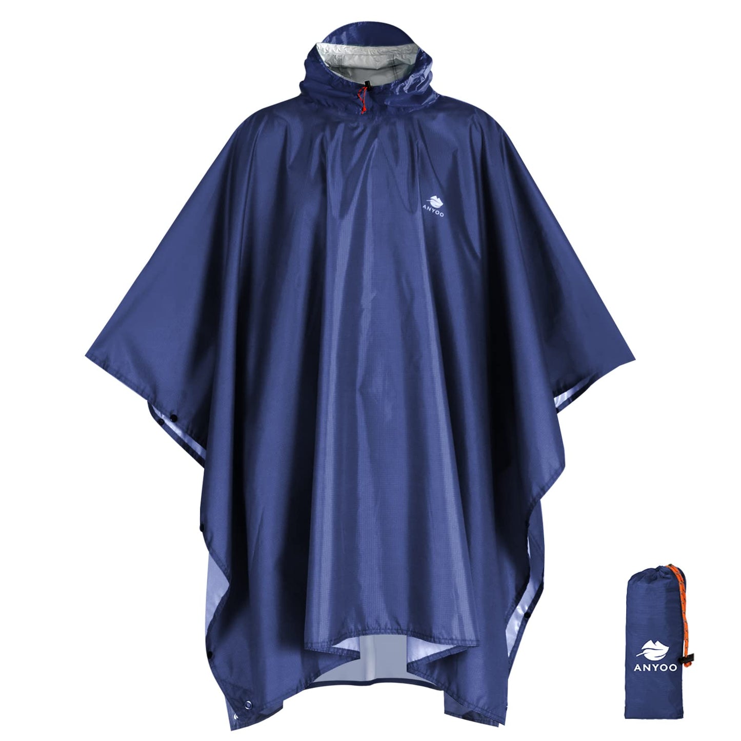 ANYOO Hooded Rain Poncho for Adults Waterproof Lightweight Rain Coat for Men Women Reusable Rain Jacket for Emergency Outdoor