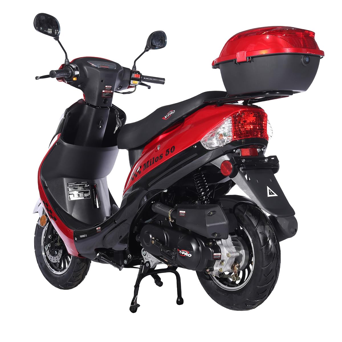 X-PRO Milos 50 Moped with 10" Aluminum Wheels, Electric/Kick Start! (Red)