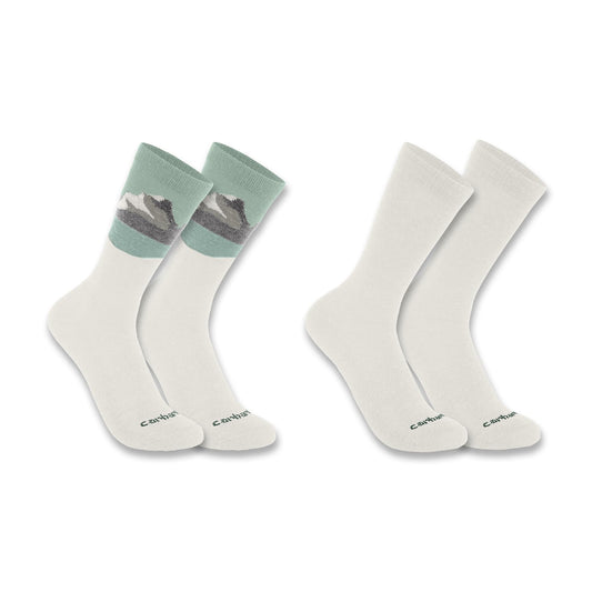 Carhartt Women's Midweight Synthetic-Wool Blend Mountain Crew Sock 2 Pack