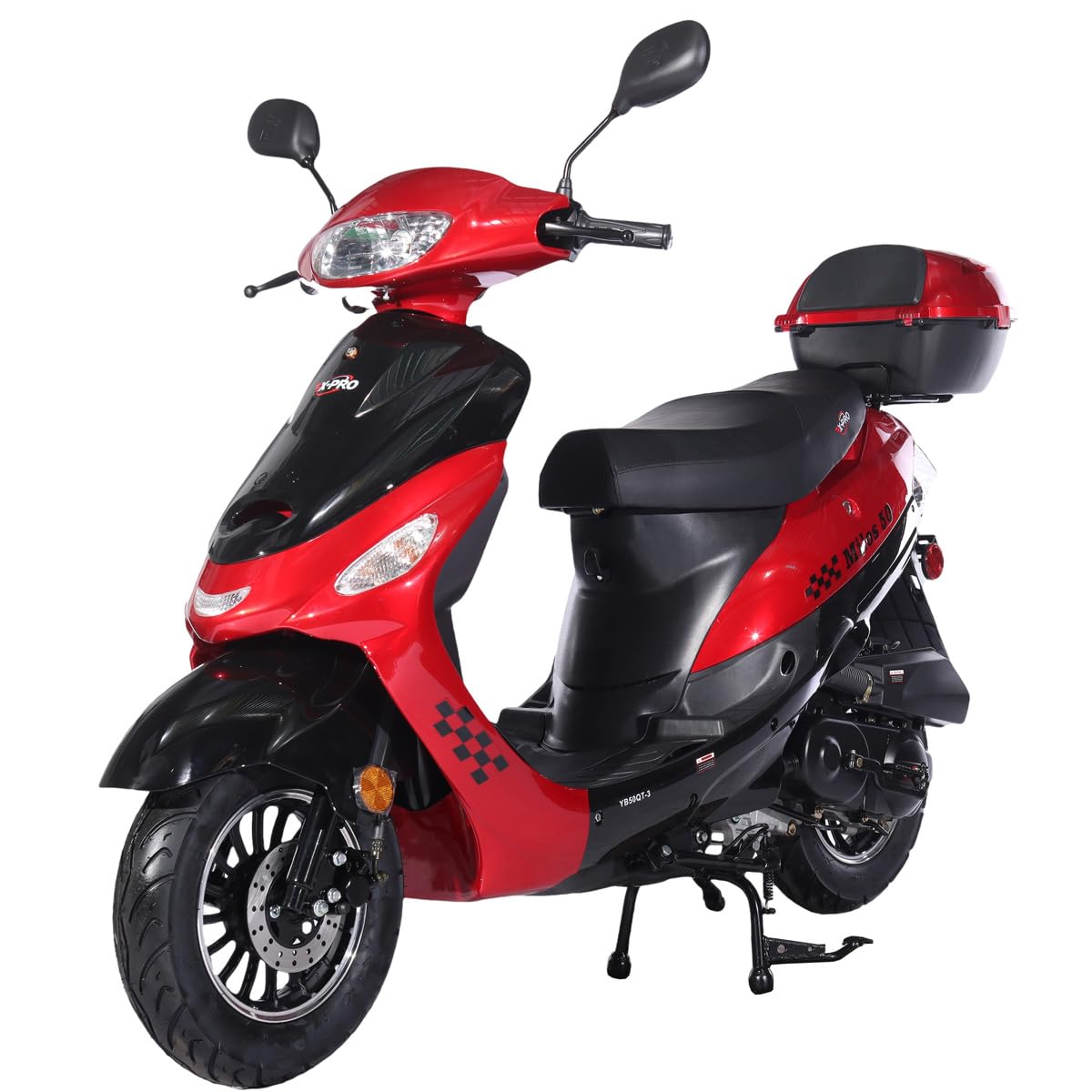 X-PRO Milos 50 Moped with 10" Aluminum Wheels, Electric/Kick Start! (Red)