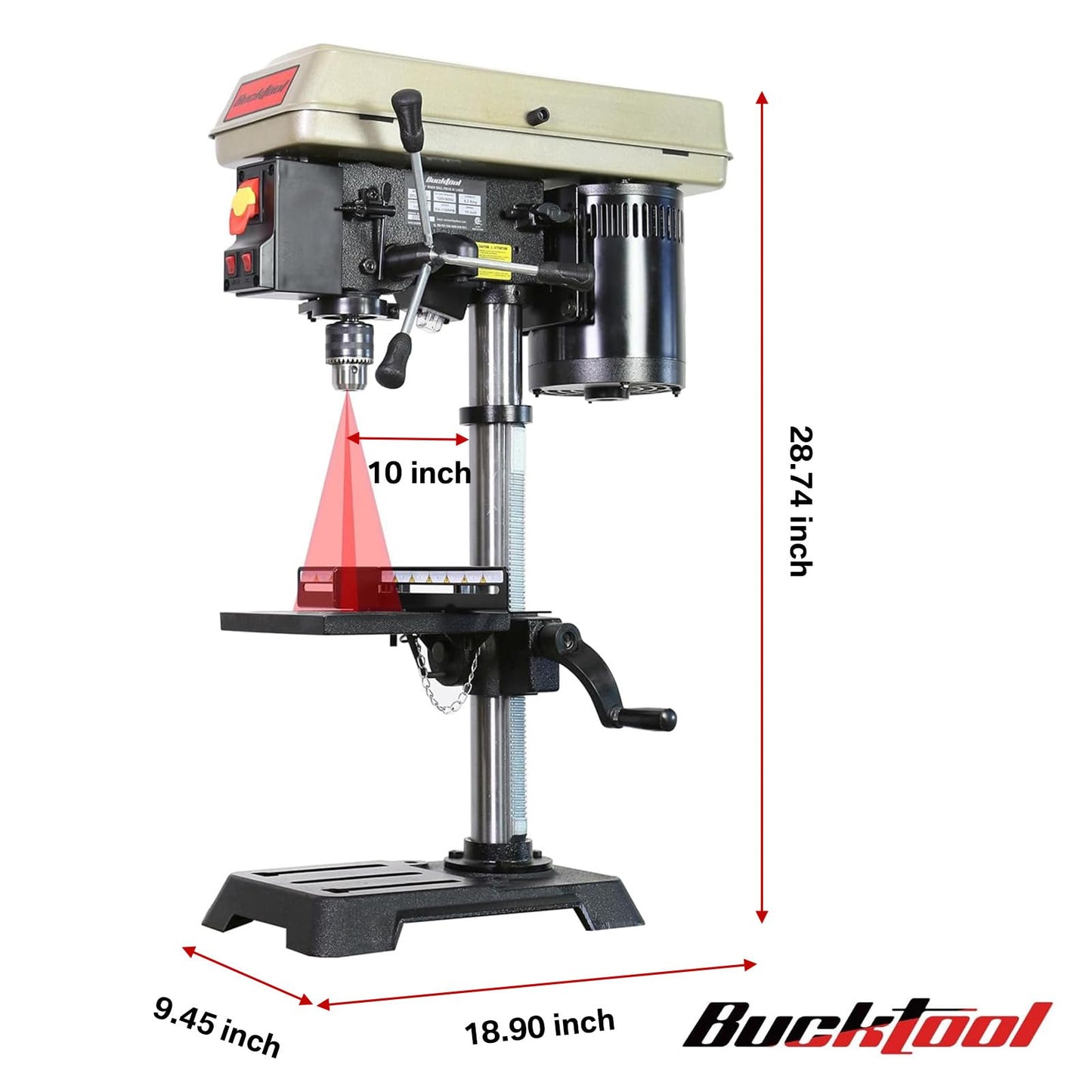 BUCKTOOL 12 INCH 6.2A Professional Bench Drill Press, 3/4HP Powerful Benchtop Drill Press, Variable Speed Drill Press with IIIA Laser and Work Light