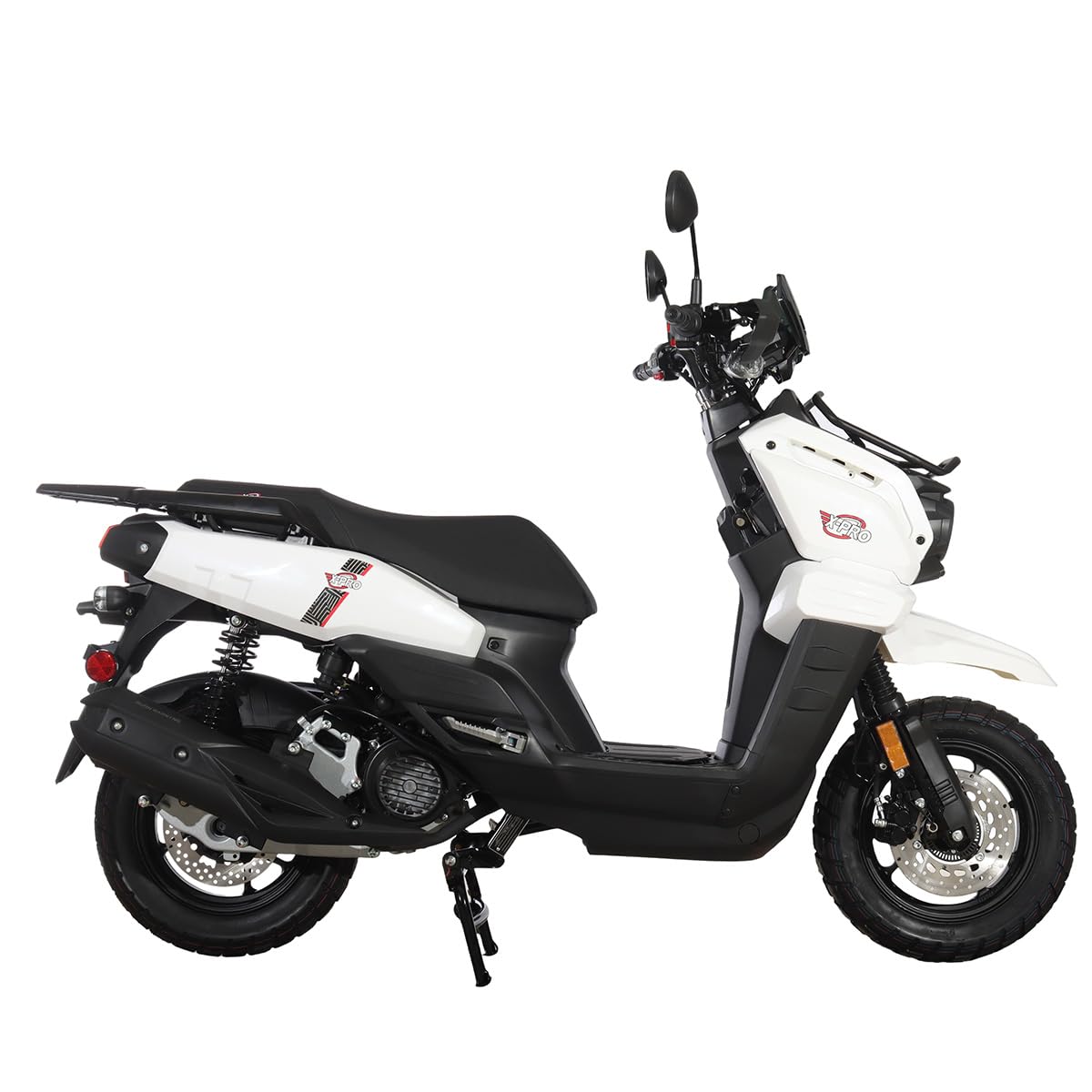 X-PRO Tank 200 Gas Moped Adult Gas Street Moped with 12" Wheels! LED Headlight!