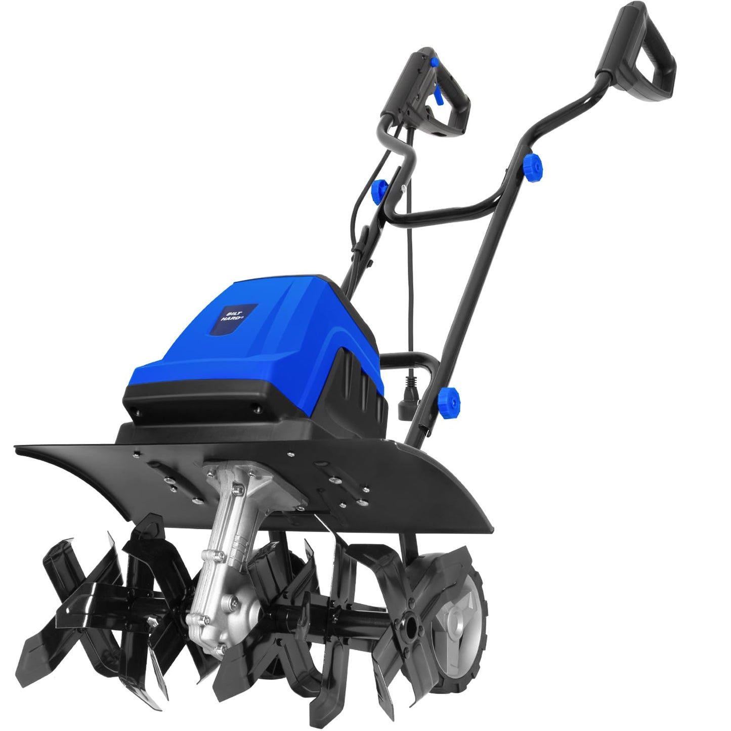 BILT HARD Tiller Cultivator 16 inch, 13.5 Amp 6 Steel Tines Tillers for Gardening Foldable, Electric Garden Rototiller with Adjustable Wheels
