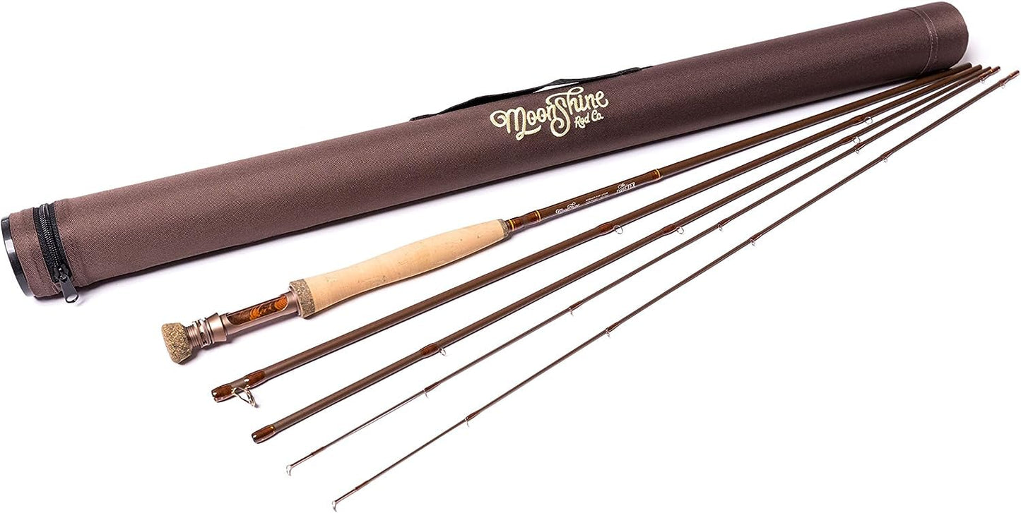 Moonshine Rod Company Fly Fishing Rod with Carrying Case and Extra Rod Tip Section Medium Action, The Drifter II, 4wt 8'6"
