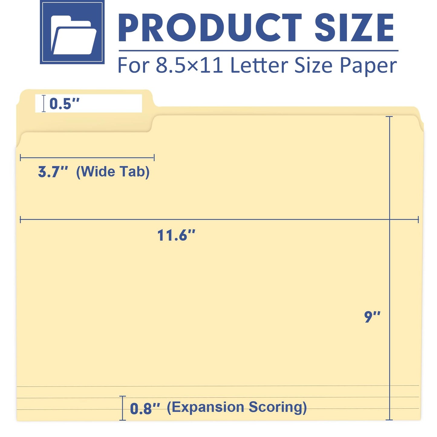 File Folder, PANDRI 270 Pack File Folder, 1/3 Cut Tab, Letter Size, Filing Folder for Office School Business, Manila