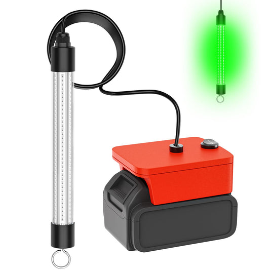 Underwater Fishing Light Compatible for Milwaukee 18V Battery，LED Green Light for 30W IP68 3000 Lumens Fish Attracting, Night Fishing for Docks Boats or Kayaks(no Battery)
