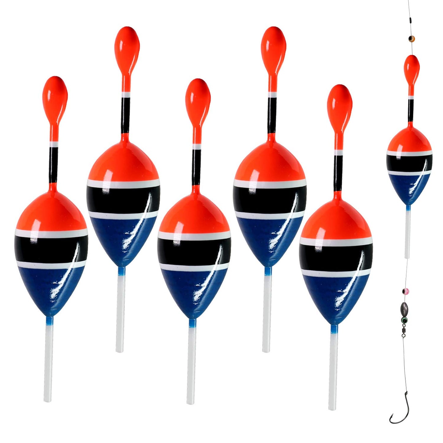 THKFISH Fishing Floats Bobbers Slide Floats Balsa Fishing Bobber Slip Bobbers for Crappie Panfish Trout Bass (1/2oz 2"x5.28") (1/6 1.6"x4.8") 5Pcs