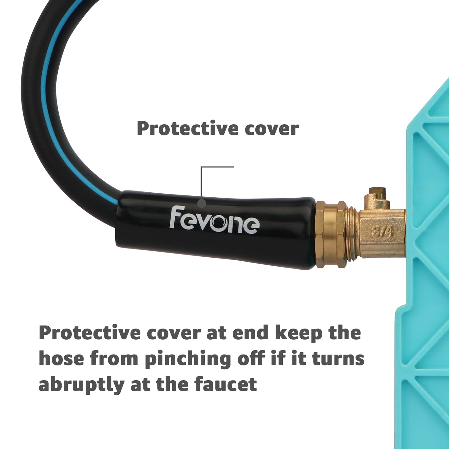 Fevone 50ft Heavy Duty Garden Hose – 5/8" ID, 600 PSI, Hybrid Polymer, Kink-Resistant, Flexible, Durable, 3/4" GHT Solid Brass Fittings
