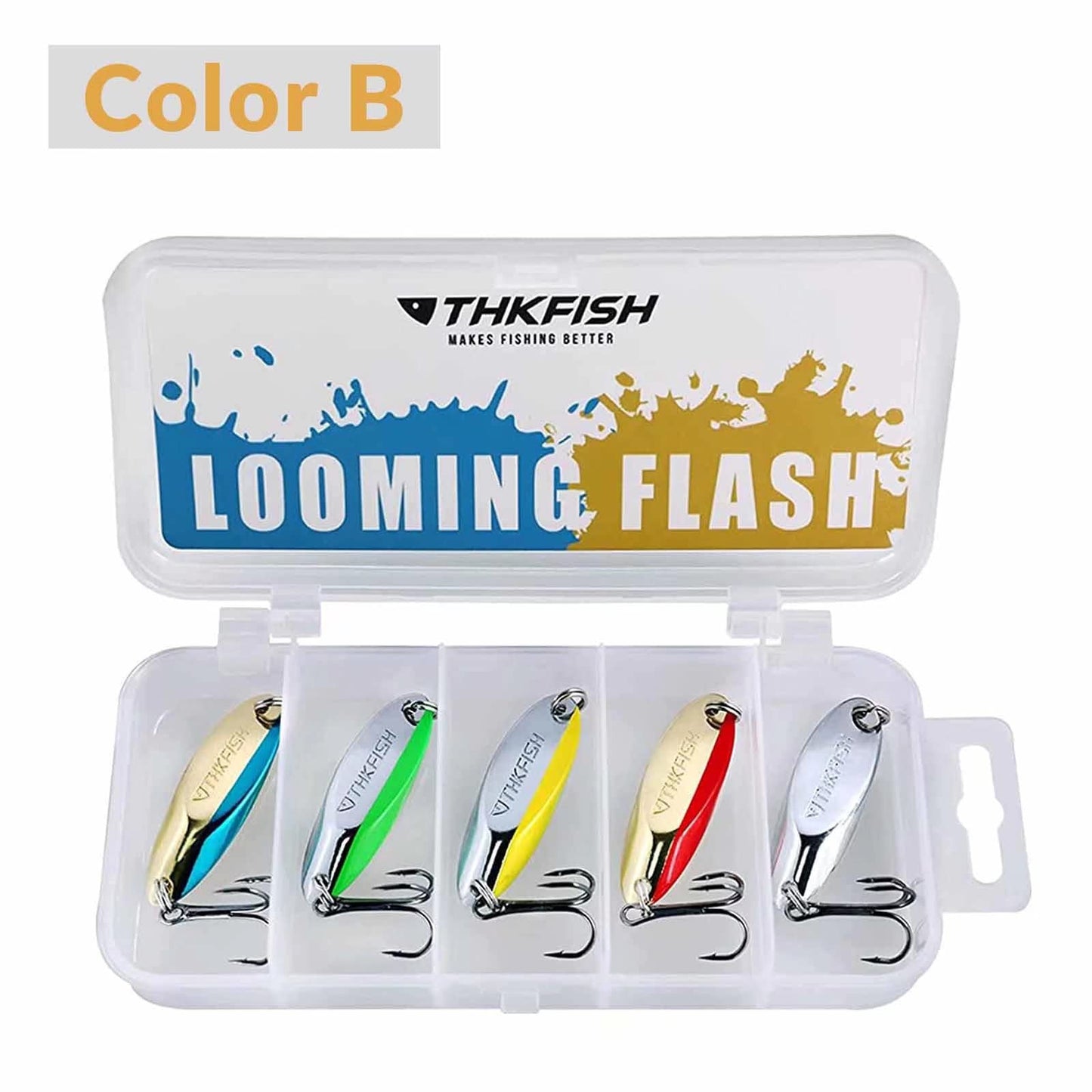 THKFISH Fishing Lures Trout Lures Fishing Spoons Lures for Trout Pike Bass Crappie Walleye 1/8oz 1/5oz 1/4oz 3/8oz 1/2oz 3/4oz 5pcs