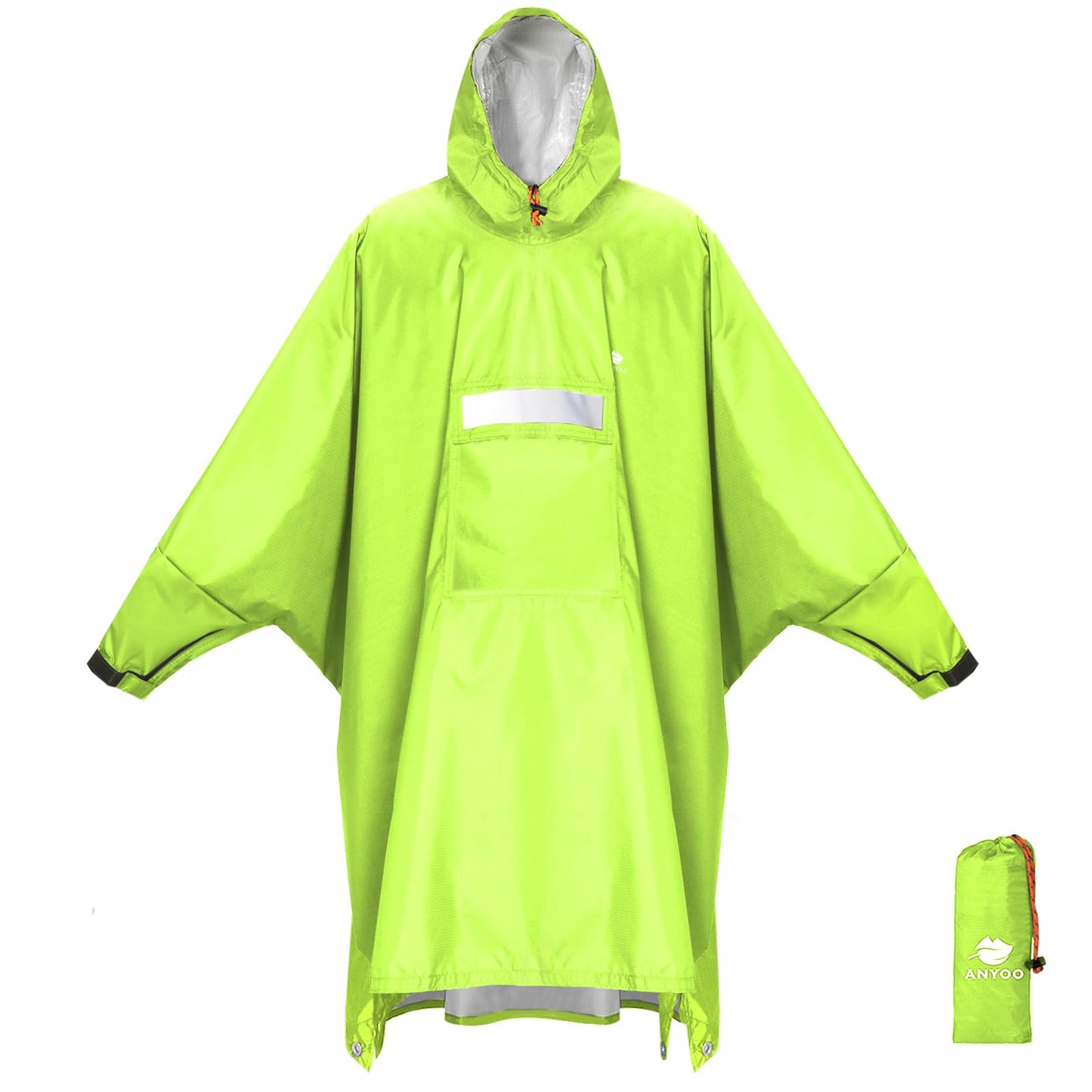 ANYOO Hooded Rain Poncho for Adults Waterproof Lightweight Rain Coat for Men Women Reusable Rain Jacket for Emergency Outdoor