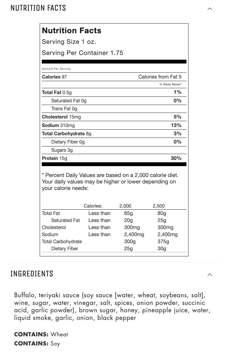 Jerky.com Original Buffalo Jerky 3-Pack - Exotic Jerky High Protein, Gluten-Free, All-Natural Exotic Snack - Premium Wild Game Meat - Perfect for Hiking, Camping, and On-the-Go 1.75oz (Pack of 3)